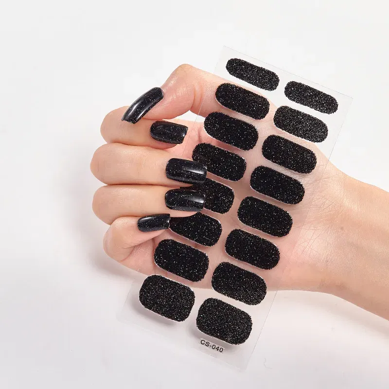 Color: White Smoke - Nail Sticker Shiny Design Full Beauty Stickers for Nails Decals Plain Stickers Women Salon Nail Art