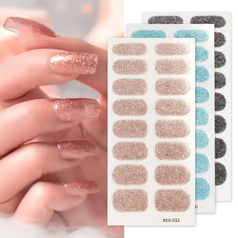 Color: White Smoke - Nail Sticker Shiny Design Full Beauty Stickers for Nails Decals Plain Stickers Women Salon Nail Art