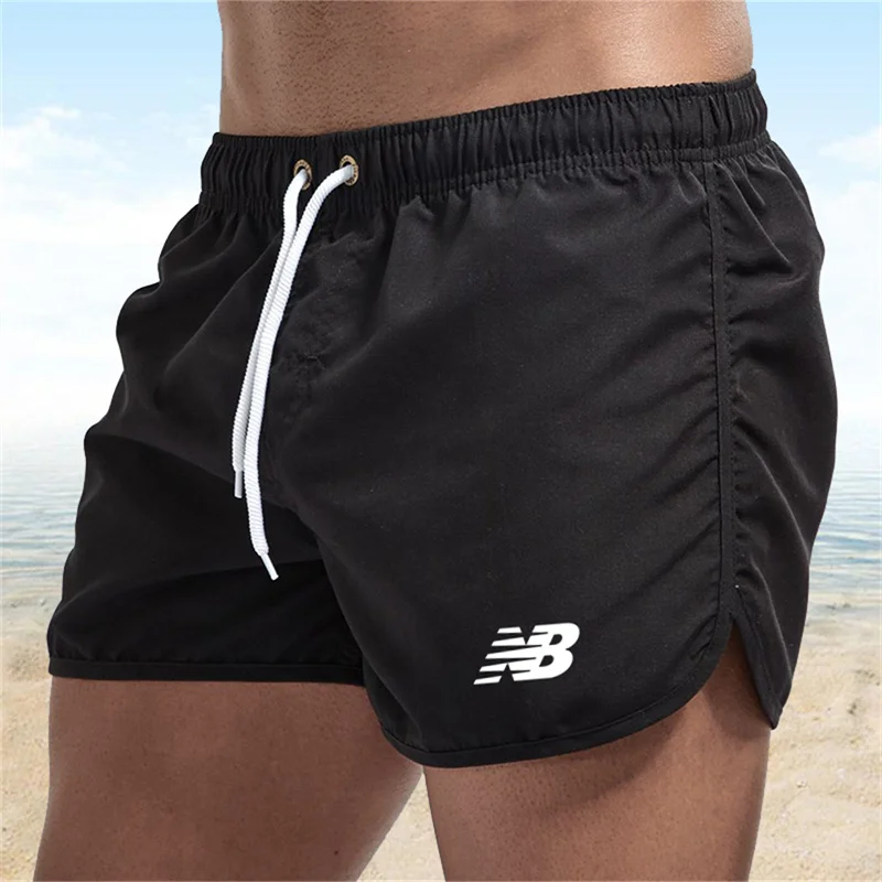 Color: Sky blue, Size: L - Letter B Summer men's luxury beach pants clothing quick dry gym jogging sexy shorts vacation casual swimming trunks