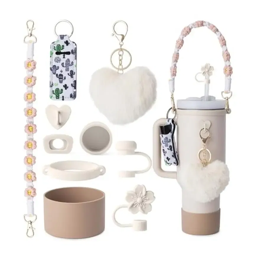 Color: plum, Ships From: CHINA - ins antislip straw cap case Charm chain pendant lot Accessories Initial Keychain Handle for Stanley cup bottle Tumbler for Women