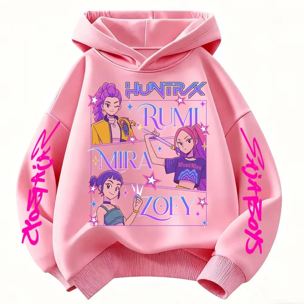 Color: Ivory, Kid Size: 2T - Children's Hoodies KPop Demon Hunters tops Boy Girls Coat Casual Toddle Sweatshirr white pink child 3-12 year the Spring Autumn