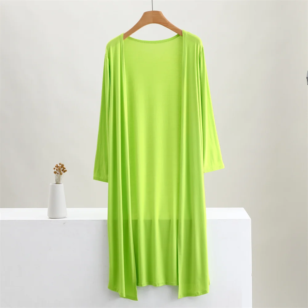 Color: Burgundy, Size: One Size - Summer Autumn 12 Colors Women Modal Long Cardigan Female Cotton Sweater Cardigans Long Sleeve Women Casual Coat Ladies Outerwear