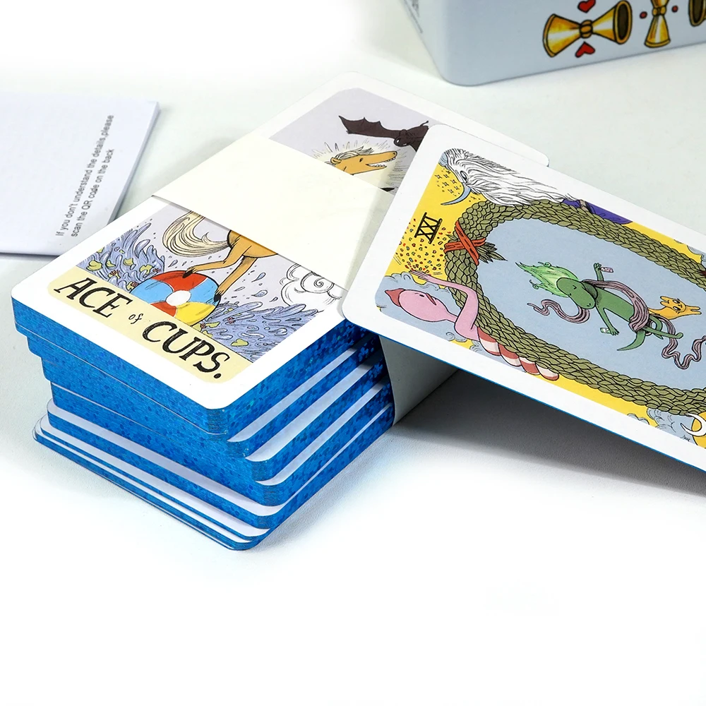 Color: PURPLE - Adventures time Tarot 78pcs Cards in a Tin Metal Box Gold plated Edge Tarot Cards For Divination Tarot Deck Beautiful Package