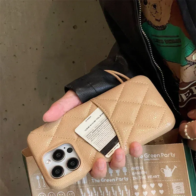 Color: black, Material: CANVAS - Luxury Lattice Pattern Leather Cover for IPhone 16 15 14 13 Pro Max Credit Card Slot Holder Purse Wallet Shockproof Phone Case
