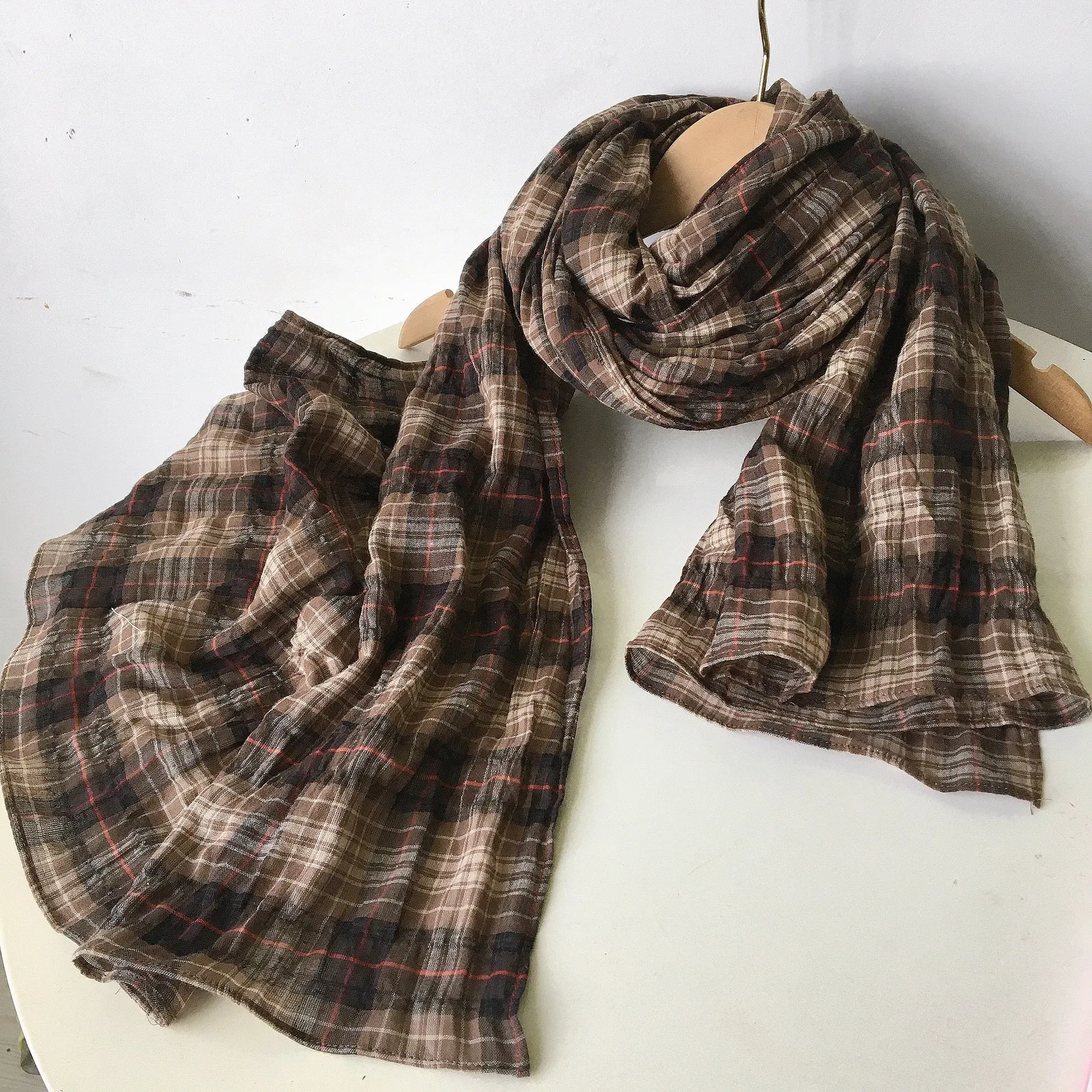 Color: Brown, Ships From: CHINA, Age Range: >8Y - Autumn and winter cotton classic fashionable plaid unisex  scarf Couple Scarves