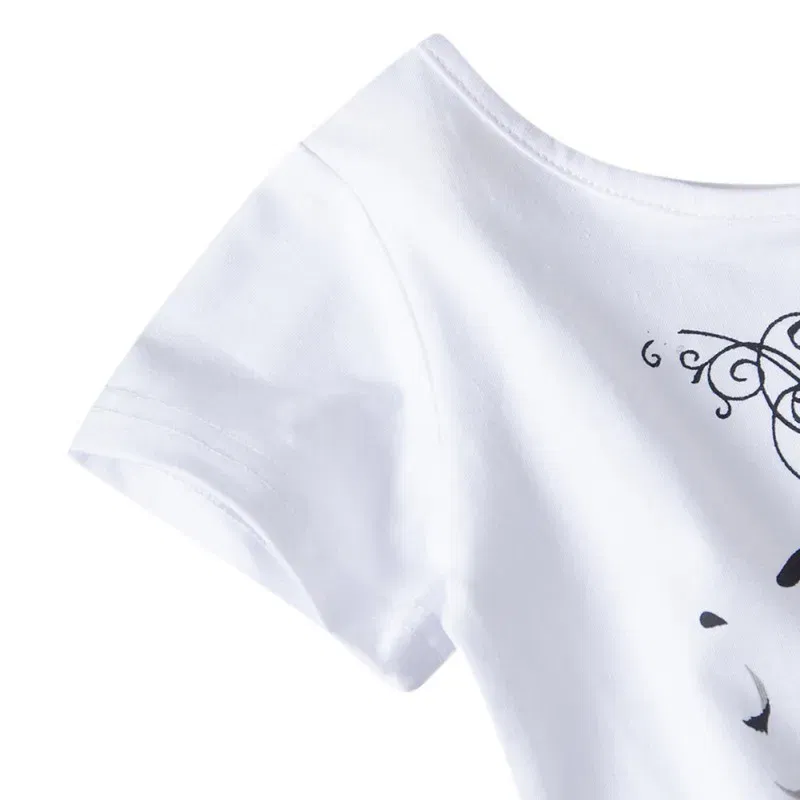 Color: WHITE, Kid Size: 4 - HOT Baby Girl Clothes Girls Clothing Set Fashion Girls Set Print Toddler Girl Tops + Denim Skirts Baby Suit Kids Clothes1