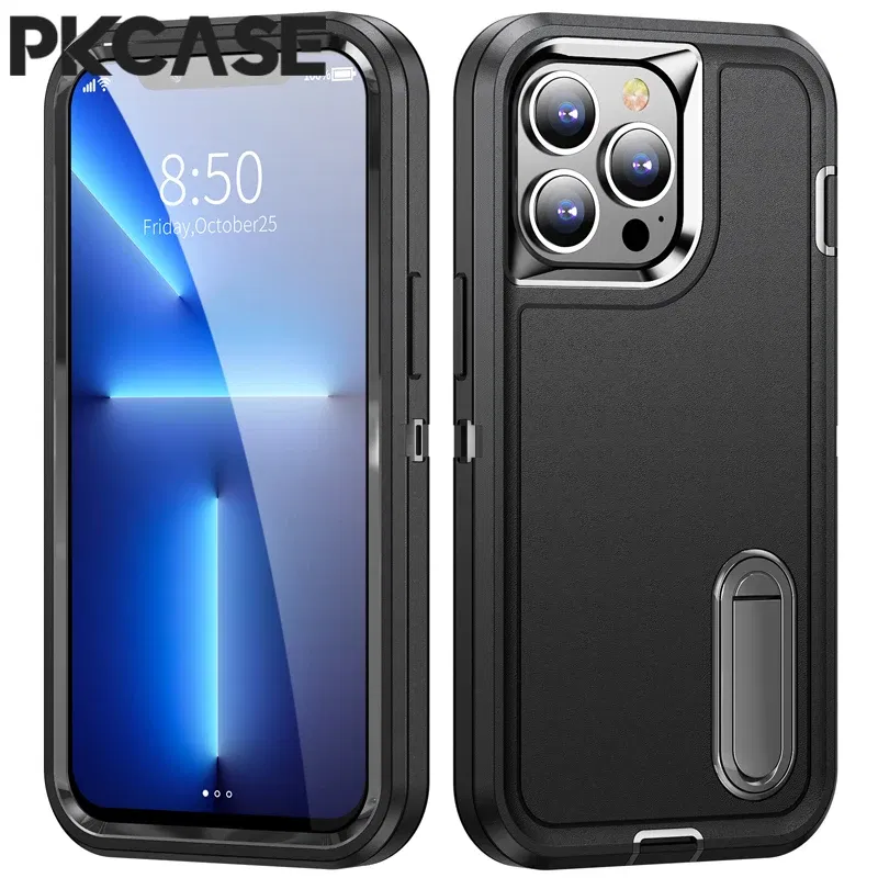 Color: Beige, Material: Plastic - PKCASE Shockproof Case For iPhone 13 Mini 12 11 Pro Max 6 7 8 Plus Bracket Protective Cover For iPhone X XS XR SE 2020 2022