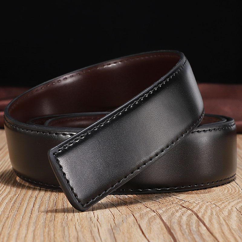 Color: Red, Belt Length: 115CM, Ships From: CHINA - 2.8cm 3.0cm 3.3cm 3.5cm 3.8cm Wide Double-sided Cow Reversible Leather With Holes No Buckle Belt Without Buckle High Quality