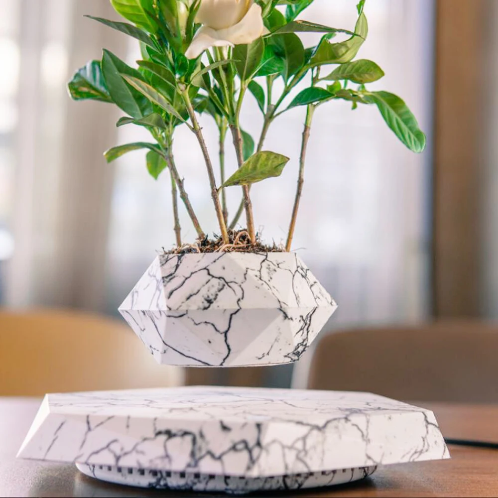 Color: Black, Sheet Size: Large - Levitating Air Bonsai Pot Rotation Flower Pot Planters Magnetic Suspension Floating Pot Potted Plant Home Without Plants