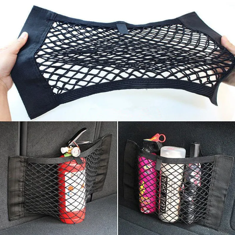 Color Name: Gold - For Volkswagen VW Golf 4 5 6 7 GTI R Tiguan Jetta MK4 MK5 MK6 Car Back Rear Mesh Trunk Seat Elastic String Net Magic Sticker