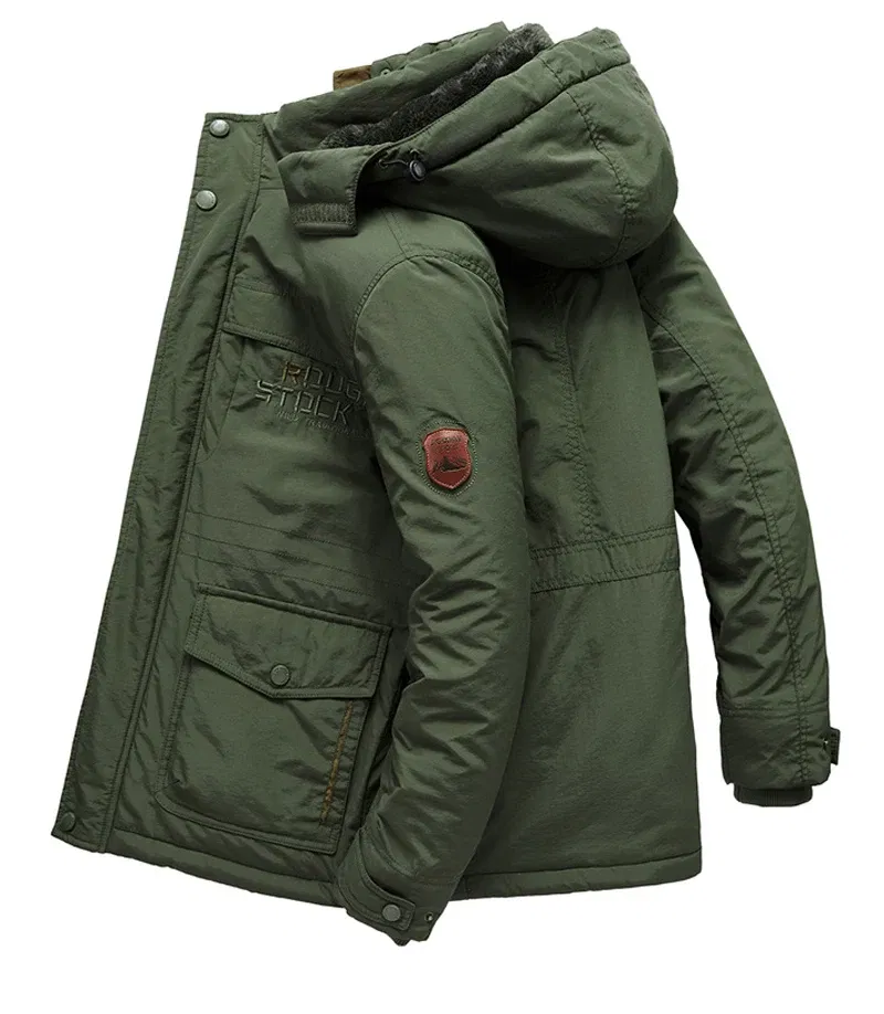 Color: Blue, Size: M - TELLHIGH 2024 Winter Parka Men Jacket Mens Plus Velvet Men Hooded Windbreaker Coats Men Casual Warm Jackets Coat Detachable Hat