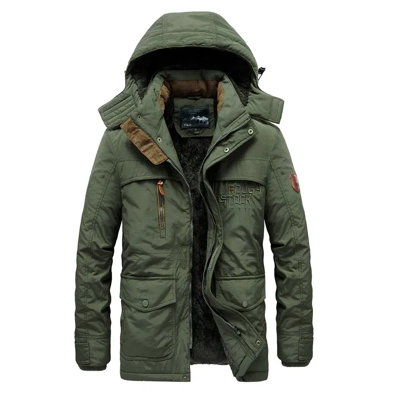 Color: Blue, Size: M - TELLHIGH 2024 Winter Parka Men Jacket Mens Plus Velvet Men Hooded Windbreaker Coats Men Casual Warm Jackets Coat Detachable Hat