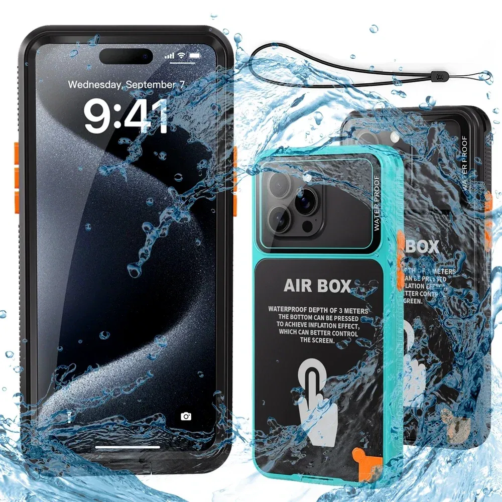 Color: Blue, Material: Plastic - IP68 Waterproof Phone Case For iPhone 15 14 13 12 Pro Max Plus Underwater Taking Shockproof Dustproof Swimming Diving Cover
