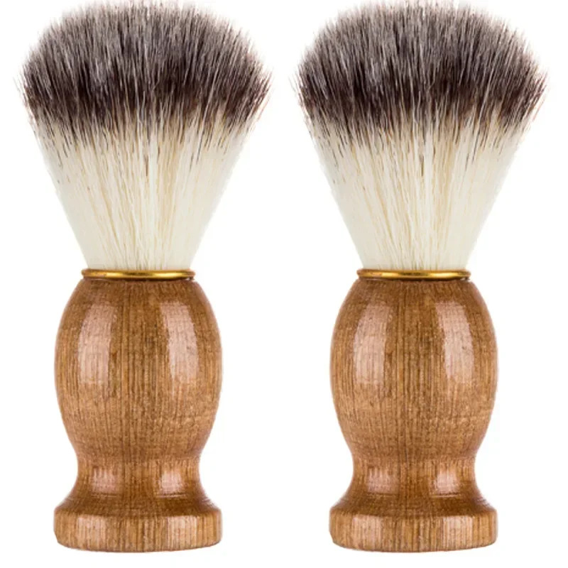 Color: Silver - 1pc High Quality Men Shaving Beard Brush Badger Hair Shave Wooden Handle Facial Cleaning Appliance Pro Salon Tool
