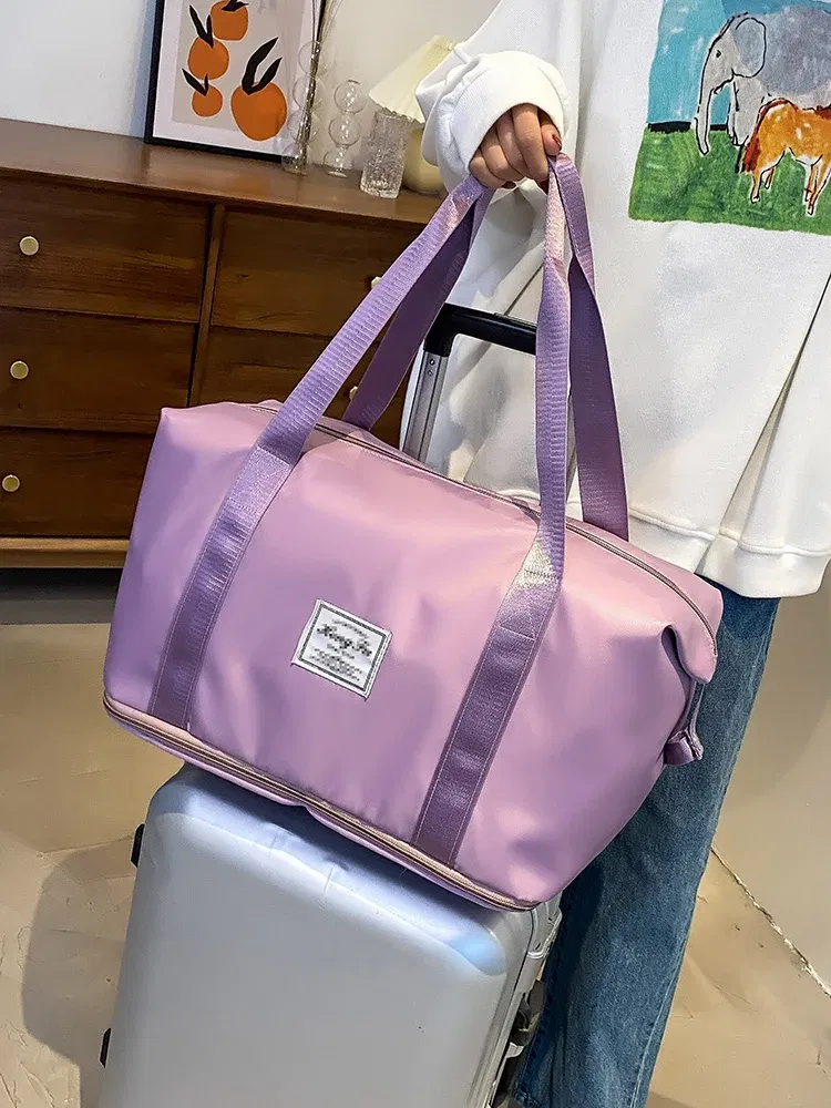 Color: GRAY - UNIXINU Carry On Travel Duffle Bag Nylon Waterproof Sports Gym Tote Bags for Women Large Capacity Storage Luggage Handbag