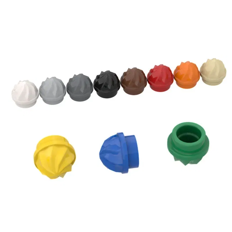 Color: Brown - 10pcs MOC Brick Parts 15470 Plate Round 1 x 1 Swirled Top Compatible Building Block Particle DIY Kids Brain Toy Birthday Gift