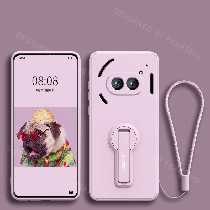Color: BRIGHT PINK, Material: CANVAS - Liquid Silicone Case For Nothing Phone 2A Plus 3A Soft Cover Shockproof Protective Phone Case with Holder Screen Film