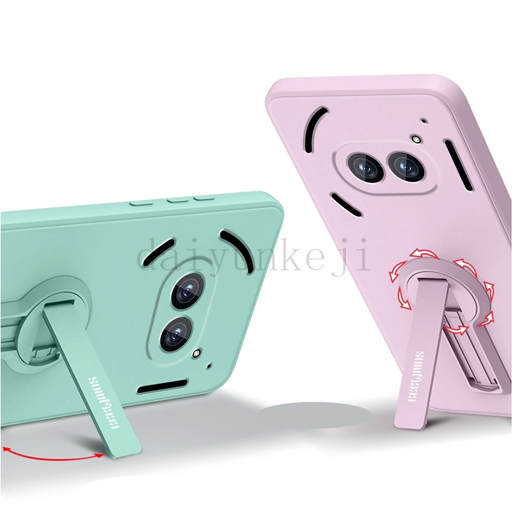 Color: BRIGHT PINK, Material: CANVAS - Liquid Silicone Case For Nothing Phone 2A Plus 3A Soft Cover Shockproof Protective Phone Case with Holder Screen Film
