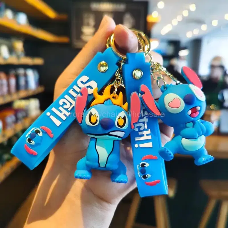 Color: Camouflage - Wholesale Anime Disney Keychain Mickey Mouse Minnie Lilo & Stitch Cartoon Keyring Kawaii Key Chain Car Pendant Kids Toys Gifts