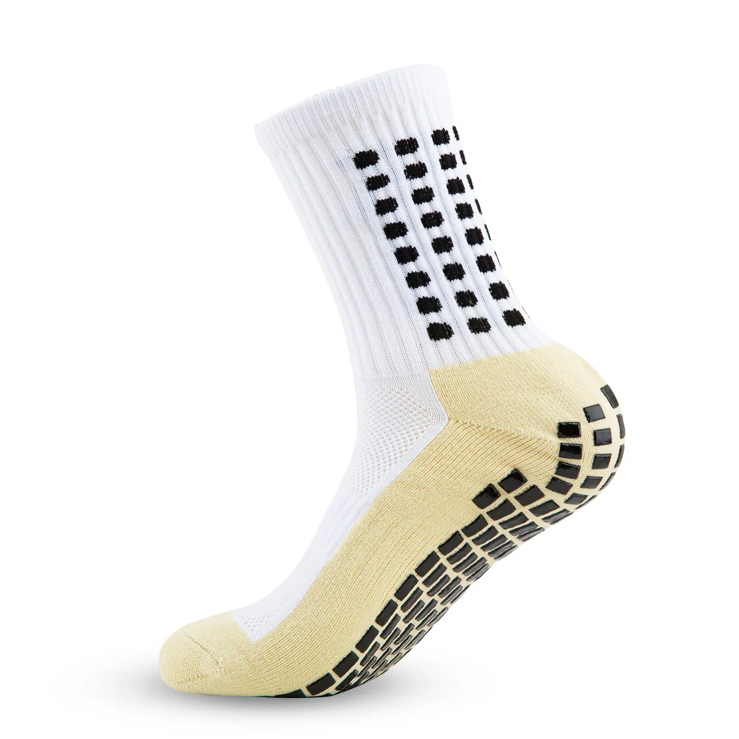 Color: Ivory - Anti-slip Soccer Women Men Outdoor Sport Grip Football Yoga Socks
