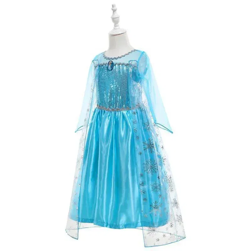Color: Blue, Kid Size: 2T - Disney Girls Cospaly Snow Queen Elsa Costumes Kids Carnival Party Prom Gown Robe-Playing Children Clothes Frozen Princess Dress