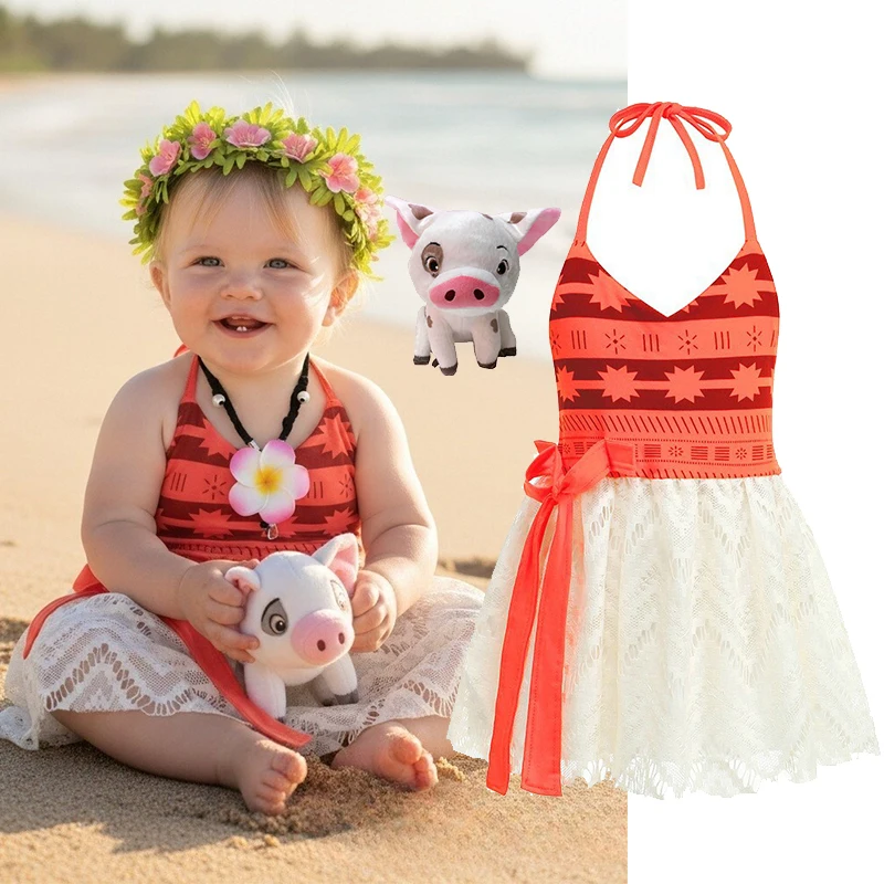 Color: Gold, Kid Size: 4T - Little Girls Cospaly DISNEY Moana Kids Two Pcs Set Top +Pants Infant Vaiana Role Play Festival Princess Costume Casual Clothes