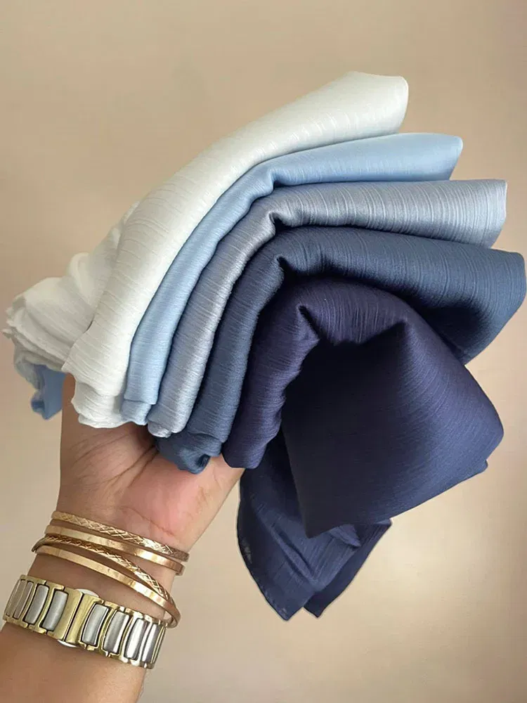 Color: GRAY - Hot Premium Satin Crinkle Hijab Scarf Chiffon Shawl Plain Muslim Women Hijabs Breathab Islam Women Turban Pleated Scarf Ramadan