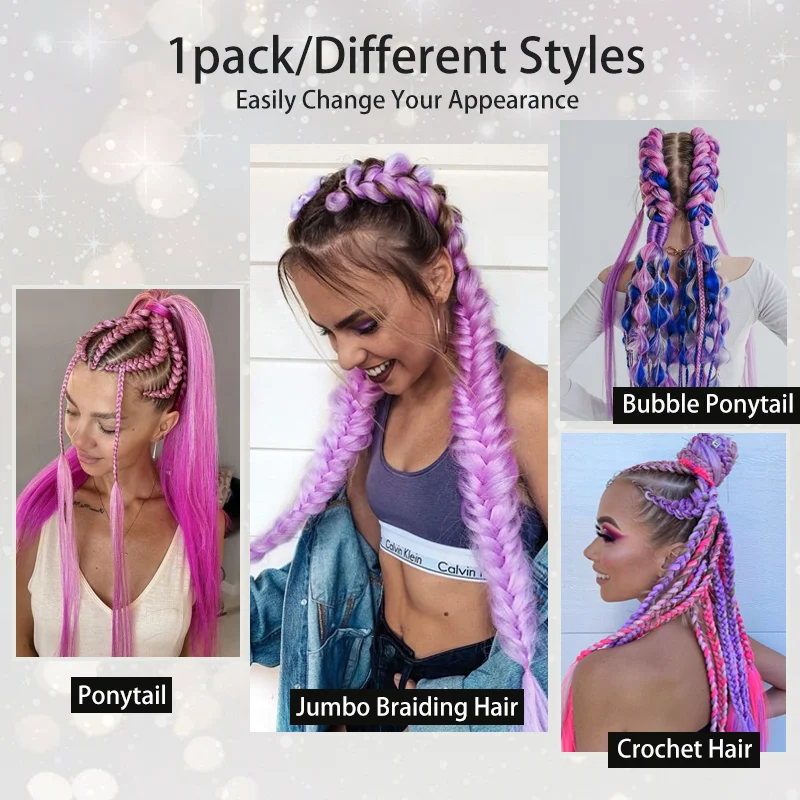 Color: P4/27, Stretched Length: 26inches - LUPU Synthetic Ponytail Extension with Elastic Tie Hair Band 26" Long Straight Colored Braiding Ponytail Ombre Pink Purple Blue