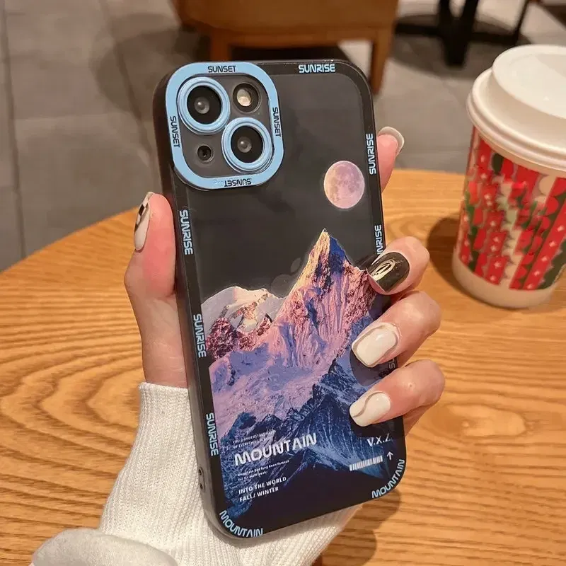 Color: black, Material: PP - Retro INS Sunset Sky Clouds Moon Pattern Case For Samsung Galaxy S10 S20 S21 S22 S23 S24 FE Plus Ultra Note 20 Shockproof Cover