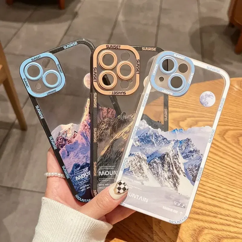 Color: black, Material: PP - Retro INS Sunset Sky Clouds Moon Pattern Case For Samsung Galaxy S10 S20 S21 S22 S23 S24 FE Plus Ultra Note 20 Shockproof Cover