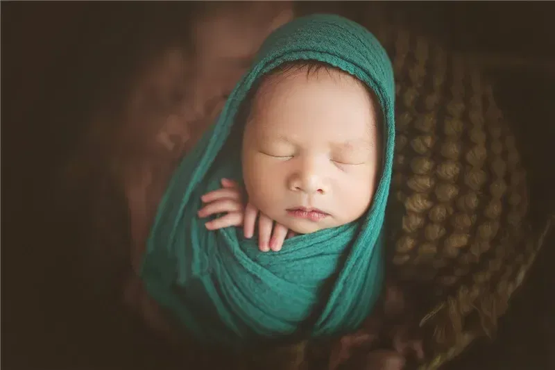 Color: Burgundy - Newborn Photography Props Wrap Baby Blanket Soft Stretchable Cotton Swaddling Photography Backdrop Babies Accessories