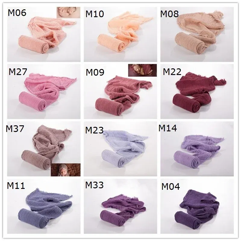 Color: Burgundy - Newborn Photography Props Wrap Baby Blanket Soft Stretchable Cotton Swaddling Photography Backdrop Babies Accessories