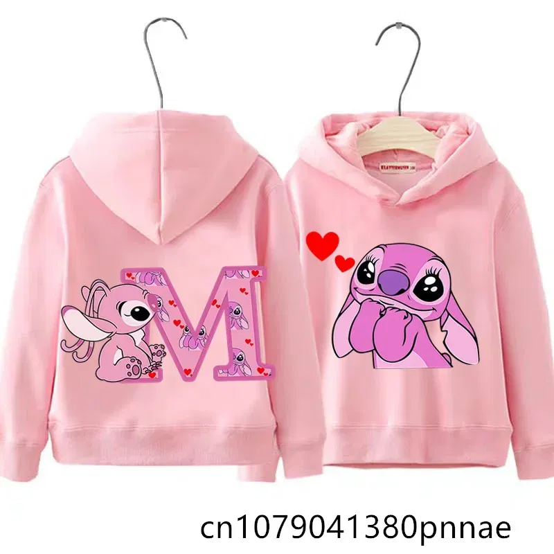 Color: MULTI, Kid Size: 9 - Girls Boys Lilo and Stitch Sportswear Hoodies Casual Fashion Sweatshirts Angel Letter AZ Anime Autumn/Winter Hoodie Kids Hoodies