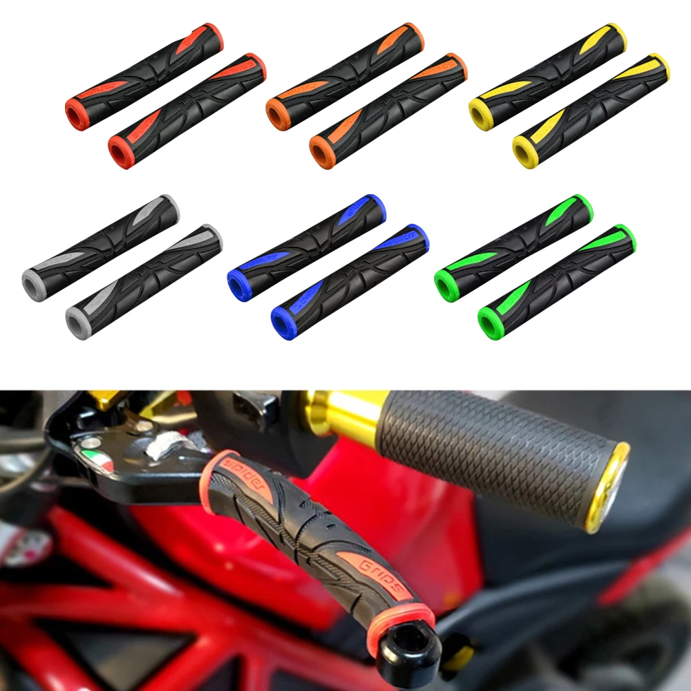 Color: Orange - 2Pcs Soft Anti-Slip durable Brake Handle Silicone Sleeve Motorcycle Bicycle Protection Cover Protective Handlebar Accessories