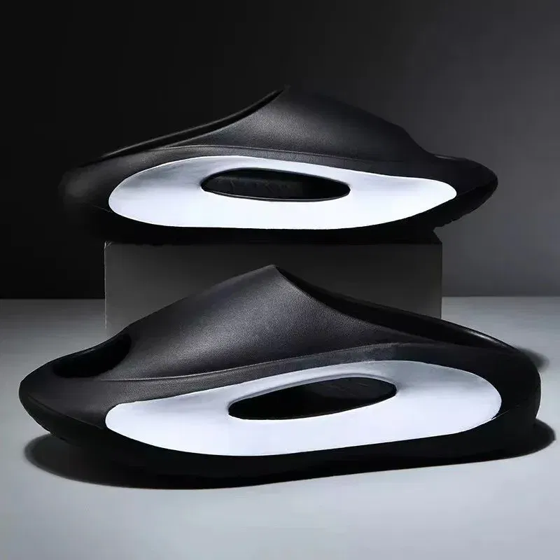 Color: black, Shoe Size: 38-39 - Summer Slippers Men Women EVA Soft Bottom Indoor Home Slides Sandals Light Beach Shoes Male Slippers Flip Flops Big Size 46 47