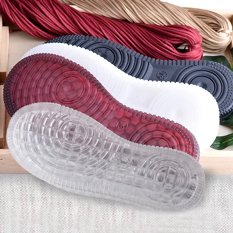 Color: WHITE, Shoe Size: 4 - 1 Pair Soft Rubber Soles Hand-woven Hook Line Soles Anti-slip Shoe Patch Durable Repair Replacement For Boot Shoes