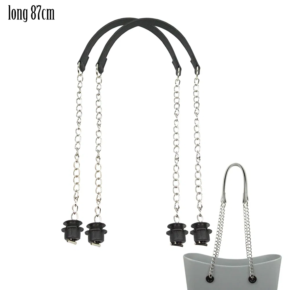 Ships From: CHINA, Color: Navy Blue?€ AE existing skus?‰ - New Tanqu 1 Pair Silver Long Thick Single Chain with OT metal buckle Black screws for Obag O bag Handles for Women Bag Handbags