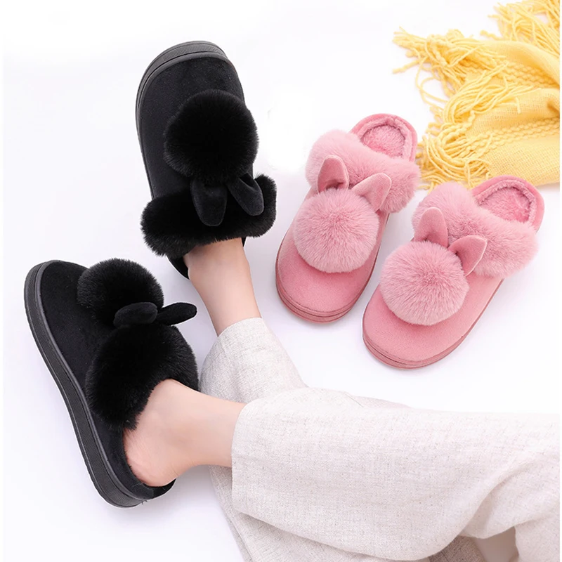 Color: Brown, Shoe Size: 33 - Women Home Slippers Indoor Bedroom Light Couple Slipper Solid Soft Flip Flops Winter Warm Furry Plush Shoes