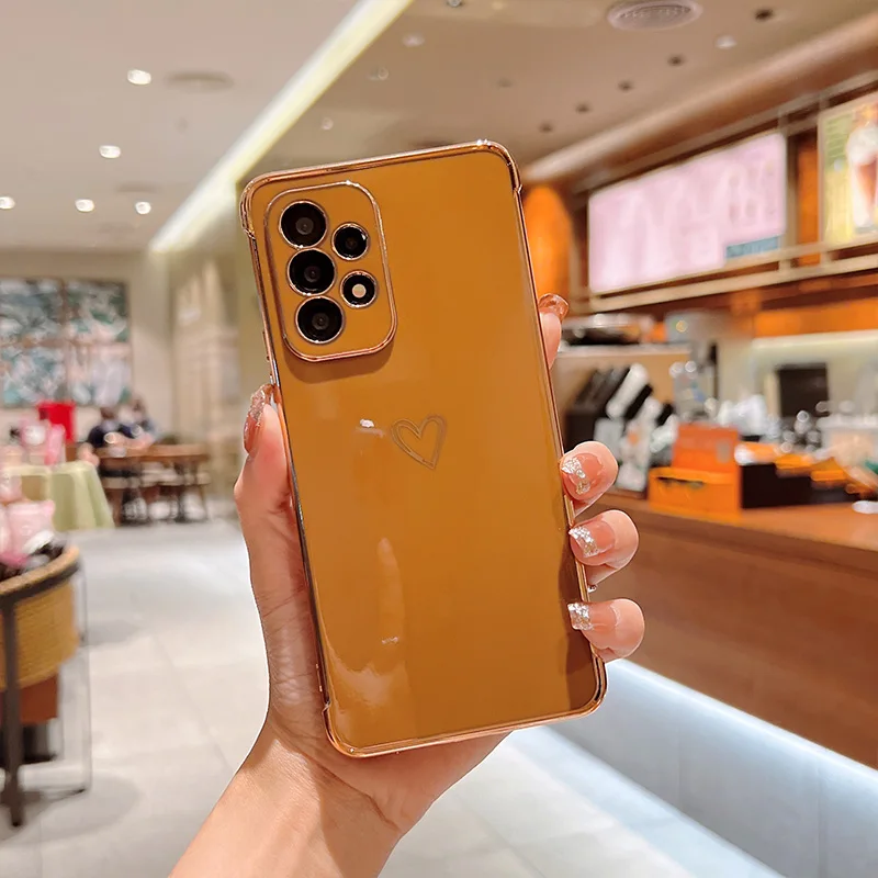 Color: Ivory, Compatible-Phone Models: For iPhone XR, Ships From: CHINA - Electroplating Love Heart Phone Case For Samsung Galaxy S25 S24 Ultra S23 S22 A13 A14 A52 A53 Protect Lens Shockproof Back Cover