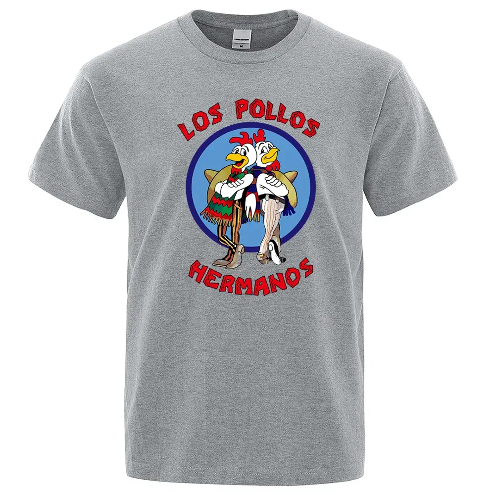 Color: Black, Size: XXXL - LOS POLLOS Hermanos Funny Printed T-Shirt Men Fashion Casual Short Sleeves Summer Cotton Breathable Tshirt Chicken Brothers Tee