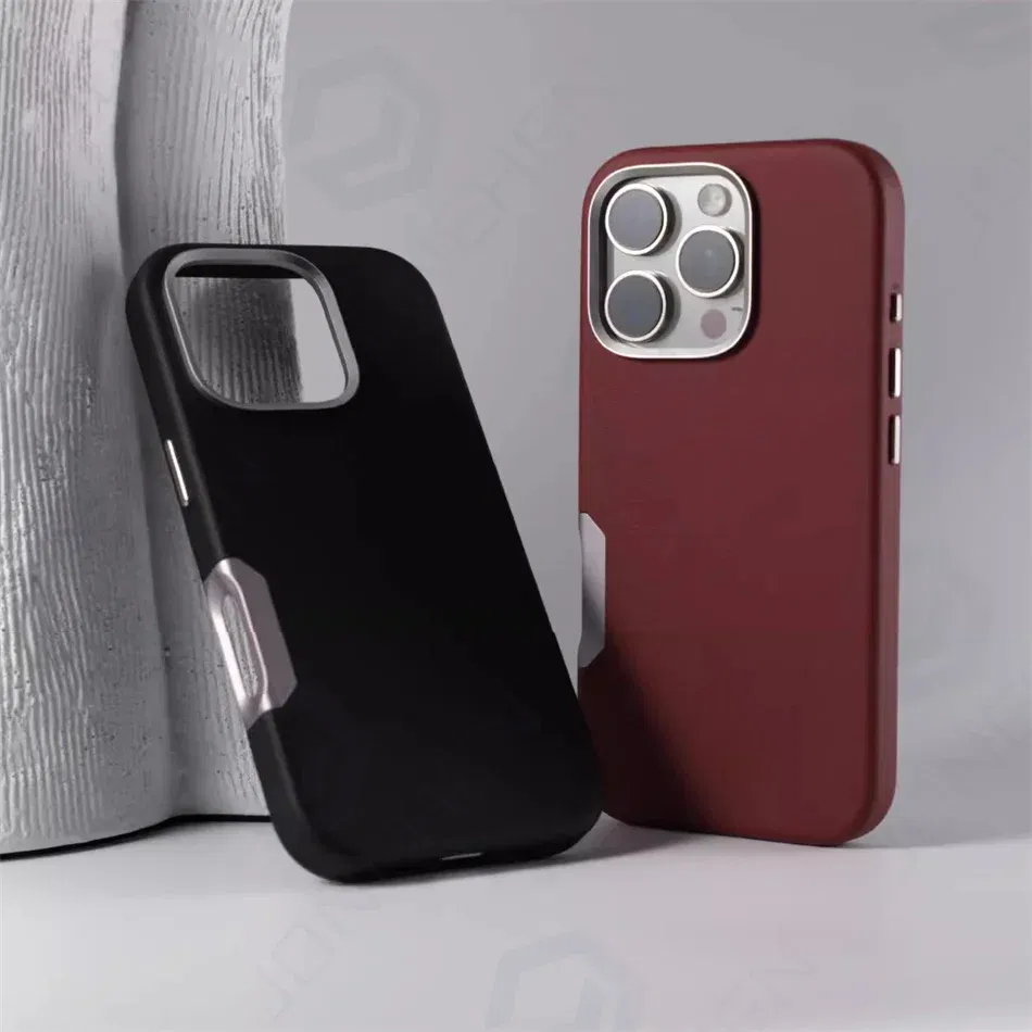 Color: black, Material: TPU - For Magsafe Leather High Quality Alloy Camera Button Magnetic Case For iPhone 16 Pro Max 16pro Wireless Charge Shockproof Cover