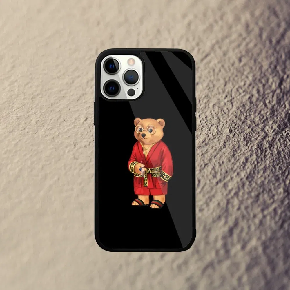 Color: Blue, Material: Denim - Baron F-Filou Bear Fashion Phone Case For iPhone 15,14,13,12,11,Plus,Pro,Max Mini Magsafe Magnetic Wireless Charging