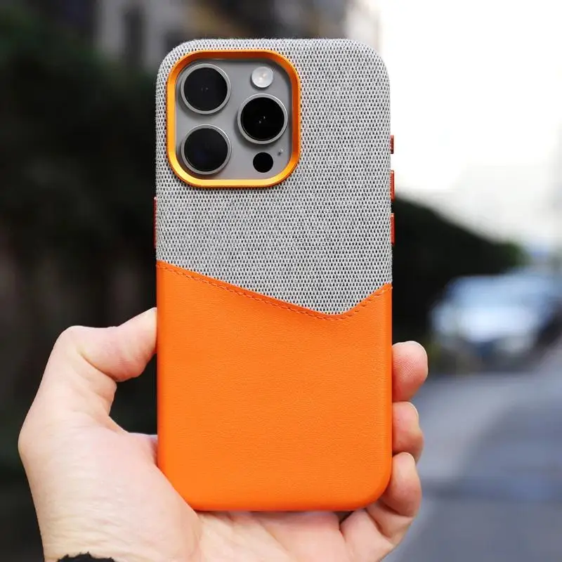 Color: Black, Material: Microfiber - Card Holder MagSafe Leather Phone Case For iPhone 15 14Pro Max 13 14 Pro 12 Pocket Wireless Charging Alloy Lens Hit Color Cover