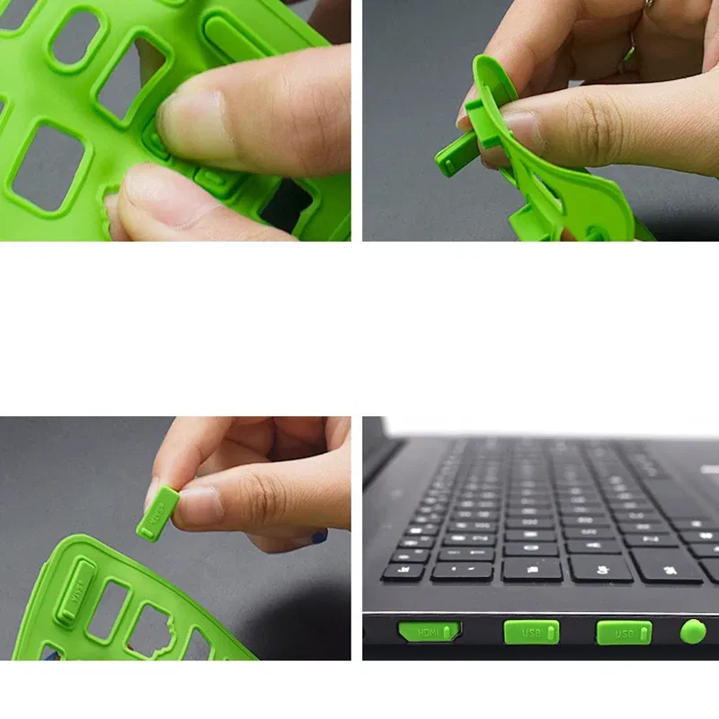 Color: PURPLE - 16pcs/set Colorful Silicone Anti Dust Plug Cover Stopper Dust Plug Laptop Dustproof USB Port RJ45 Interface waterproofCover