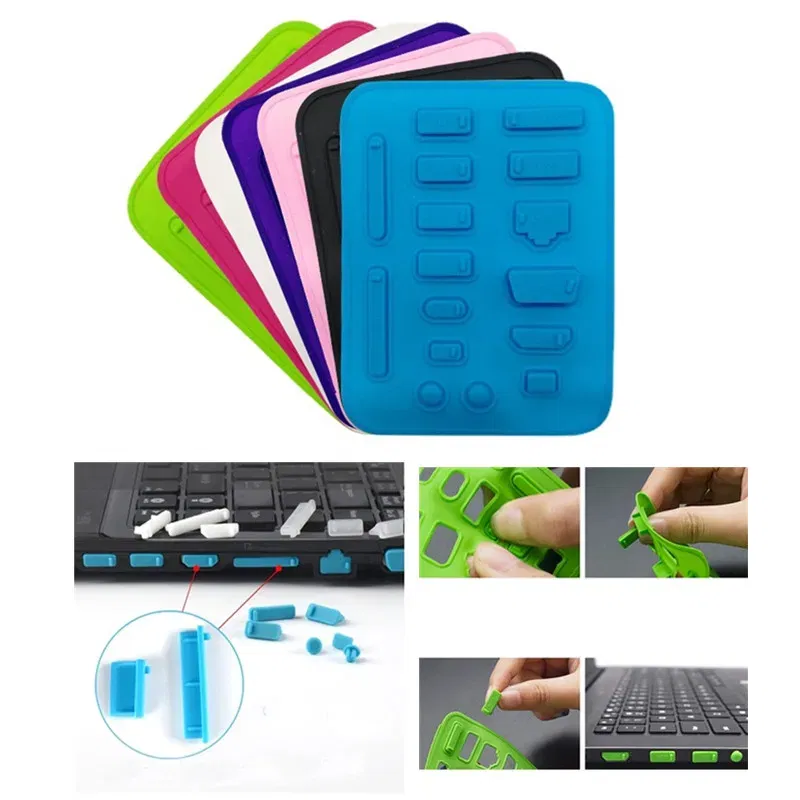 Color: PURPLE - 16pcs/set Colorful Silicone Anti Dust Plug Cover Stopper Dust Plug Laptop Dustproof USB Port RJ45 Interface waterproofCover