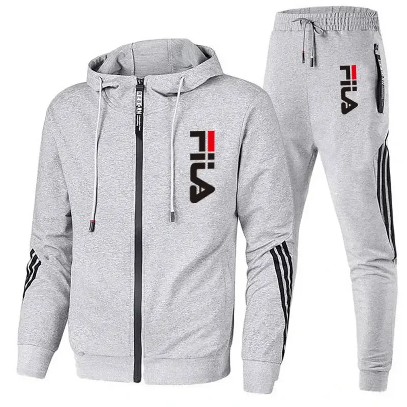 Color: black, Size: XL, Ships From: CHINA - Men's spring and Fall outdoor zipper jacket + sweatpants jogging set Casual basketball fitness two-piece set
