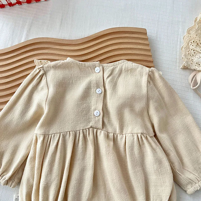 Color: black, Ships From: CHINA, Kid Size: 6M - MILANCEL New Spring Baby Bodysuit Toddler Embroidered Lace Jumpsuit with Hat Girls Outwear 2PCS