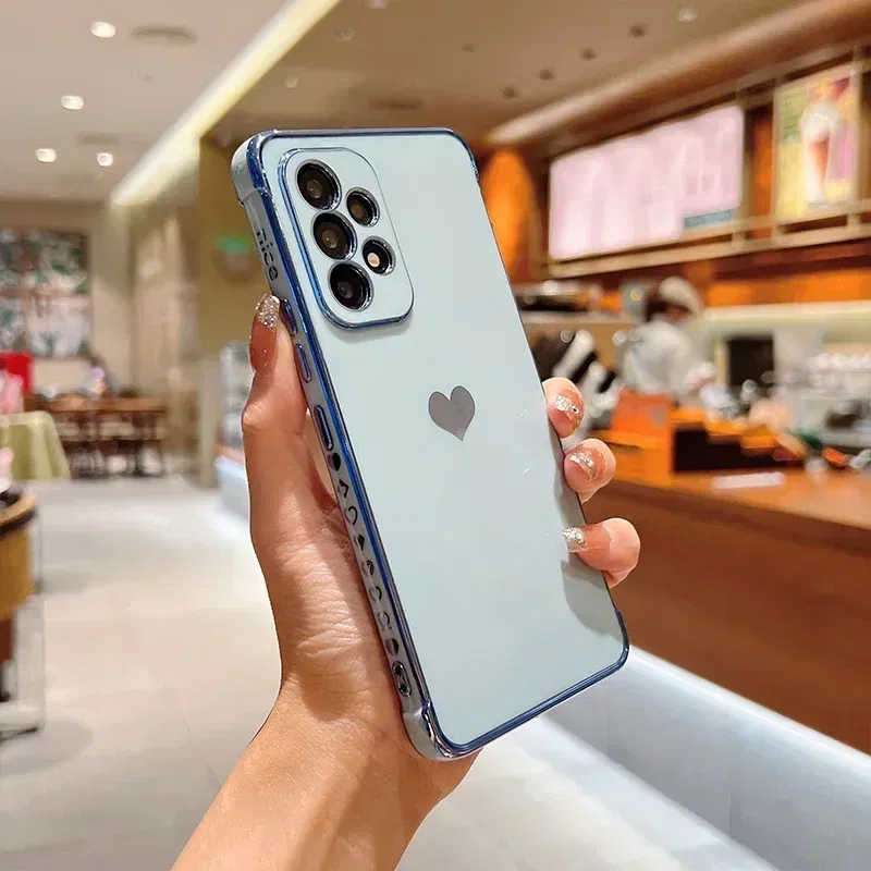 Color: Brown, Compatible-Phone Models: For iPhone 11 Pro Max, Ships From: CHINA - Electroplating Side Love Heart Phone Case For Samsung Galaxy S25 Ultra S24 S23 S22 A16 A55 Protect Lens Shockproof Back Cover