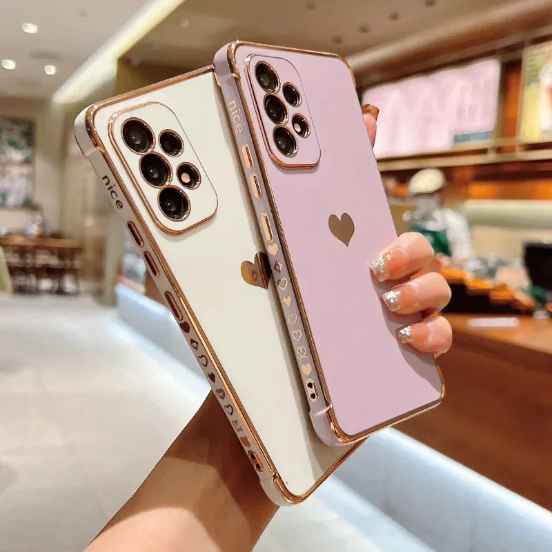 Color: Brown, Compatible-Phone Models: For iPhone 11 Pro Max, Ships From: CHINA - Electroplating Side Love Heart Phone Case For Samsung Galaxy S25 Ultra S24 S23 S22 A16 A55 Protect Lens Shockproof Back Cover
