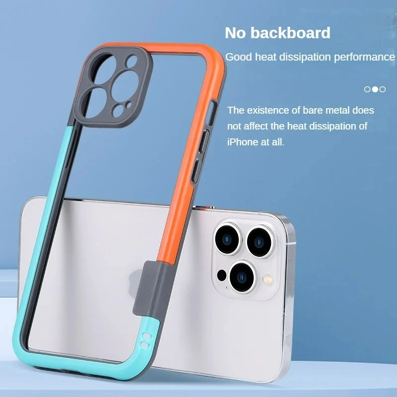 Color: Blue, Ships From: CHINA, Material: Leather - Better Heat Dissipation Dual Color Bumper Border Soft Phone Case For iPhone 17 16 15 14 13 12 11 Pro Max 7 8 Plus XS XR